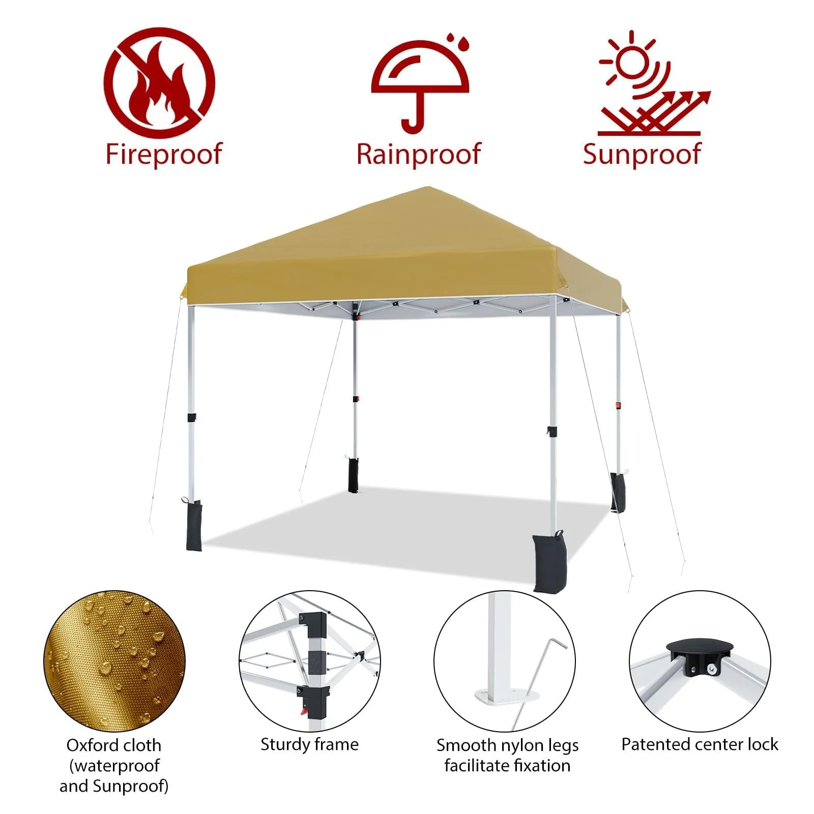 Luku 10x10ft Instant Pop-Up Canopy Tent with Patented Center Lock System, Portable Wheeled Carry Bag, Adjustable Height Straight Legs for Outdoor, Garden, Market, Patio, Yard