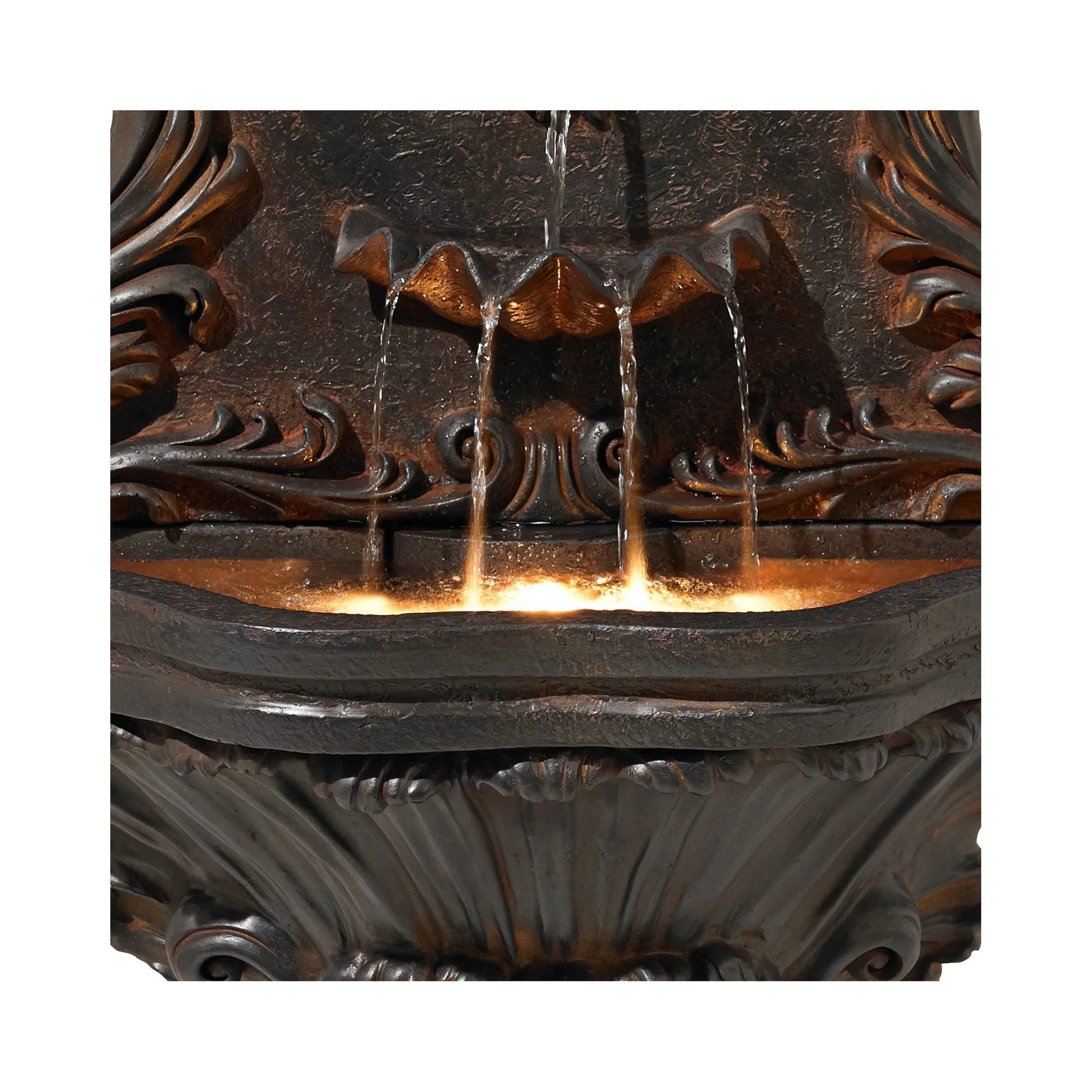 John Timberland Imperial Lion Acanthus Rustic Outdoor Floor Wall Water Fountain with LED Light 50" for Yard Garden Patio Home Deck Porch House Balcony