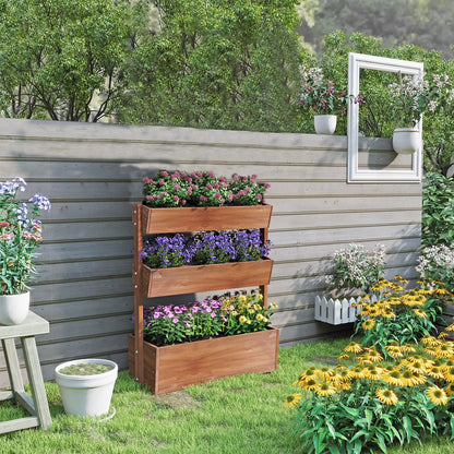 Wilk 33.7? x 17.7? x 46? Raised Garden Bed, 3 Tier Vertical Elevated Wood Planter Box Stand for Backyard, Patio, Balcony