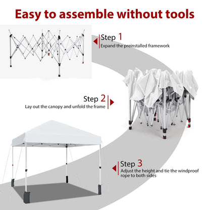 Luku 10x10ft Instant Pop-Up Canopy Tent with Patented Center Lock System, Portable Wheeled Carry Bag, Adjustable Height Straight Legs for Outdoor, Garden, Market, Patio, Yard