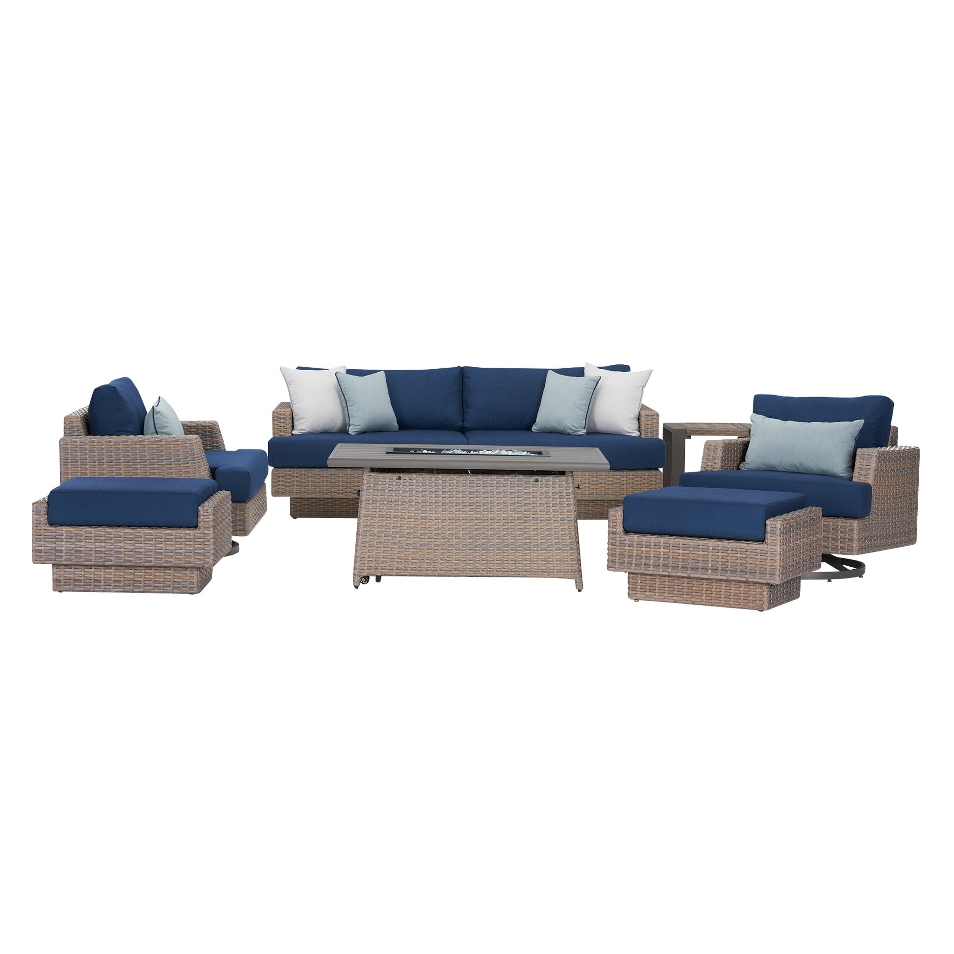 Portofino Repose 7-piece Outdoor Patio Fire Motion Seating Set