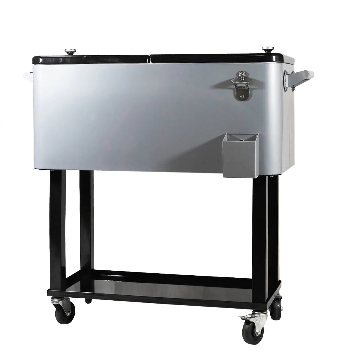 Home Aesthetics Grey 80 Qt Quart Rolling Cooler Ice Chest Beverage Bar for Patio