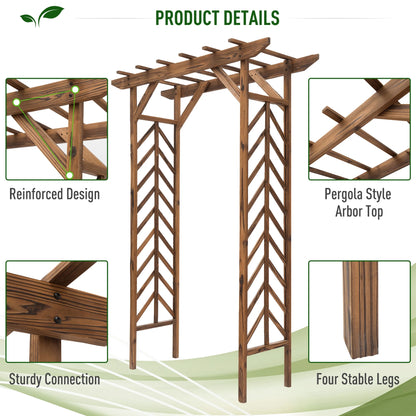 DUOSONG Outsunny 79In Wooden Garden Arbor Arch Trellis With Classic Countryside Style, Pergola Style Roof For Climbing Vines For Ceremony Party Weddings Brown Wood Garden & Outdoor Outdoor & Patio