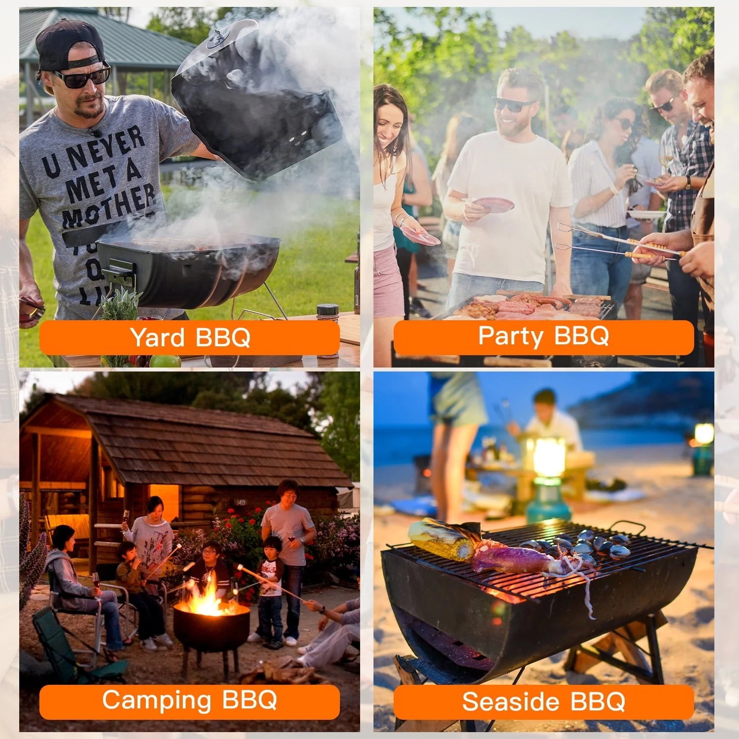 43’Charcoal Grills Outdoor BBQ Grill Camping Grill American Braised Roast Portable Grill Offset Smoker for 6-10 People Patio Backyard Camping Picnic BBQ