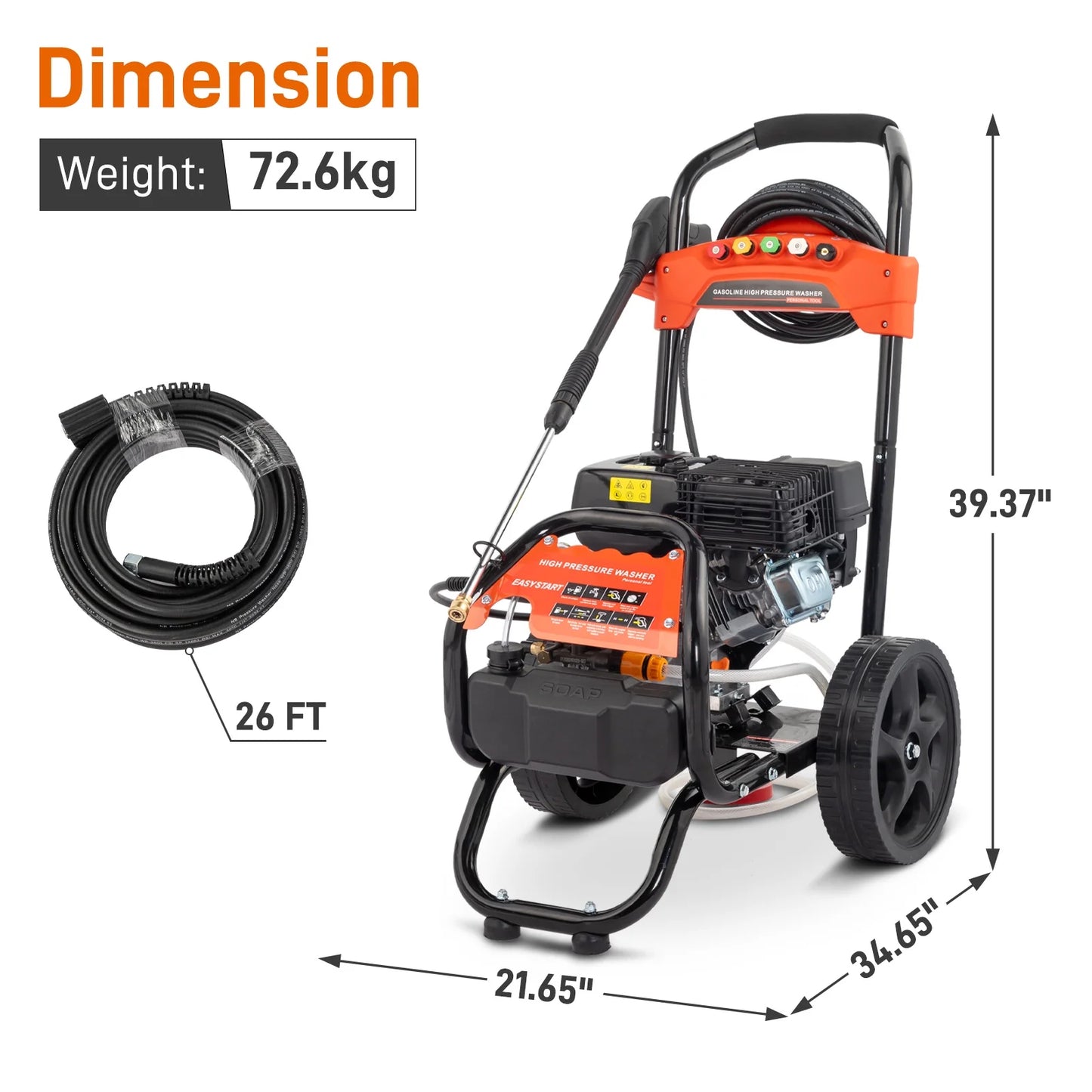 Ktaxon 198CC Gas Pressure Washer, 2700 PSI and 2.3 GPM, for Cars/Fences/Driveways/Homes/Patios