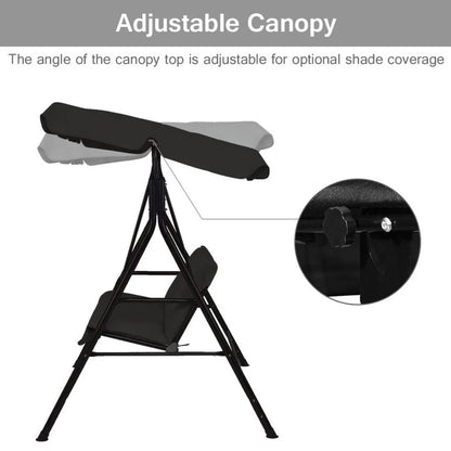 Kadyn Patio Swings for Porch,Comfortable Porch Swings,Loveseat Cushioned Patio Steel Frame Swing Glider -Black