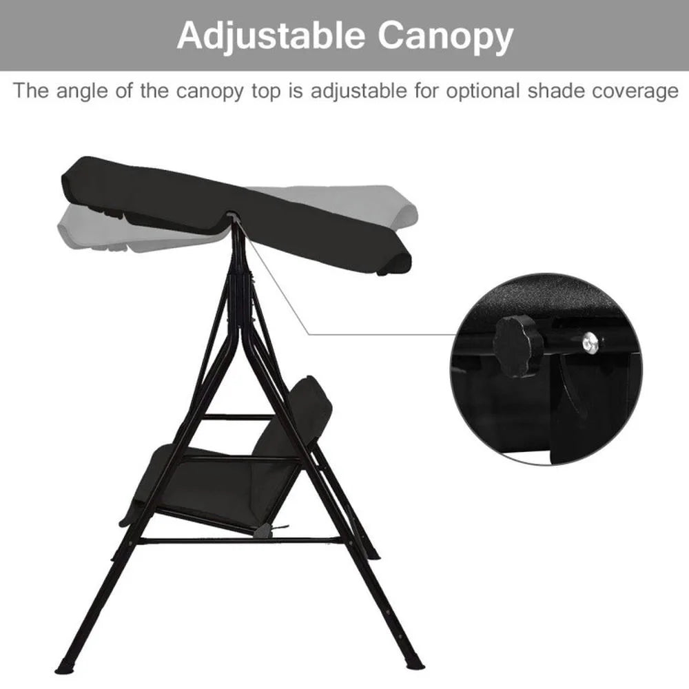 Topcobe Loveseat Cushioned Patio Steel Frame Swing Glider, Outdoor Patio Furniture for Balcony Garden Backyard -Black
