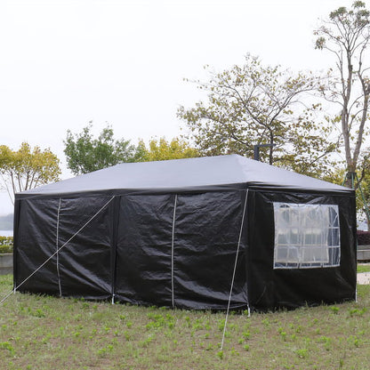 Fithood 10'x20' Outdoor Party Tent with 6 Removable Sidewalls, Waterproof Canopy Patio Wedding Gazebo, Black