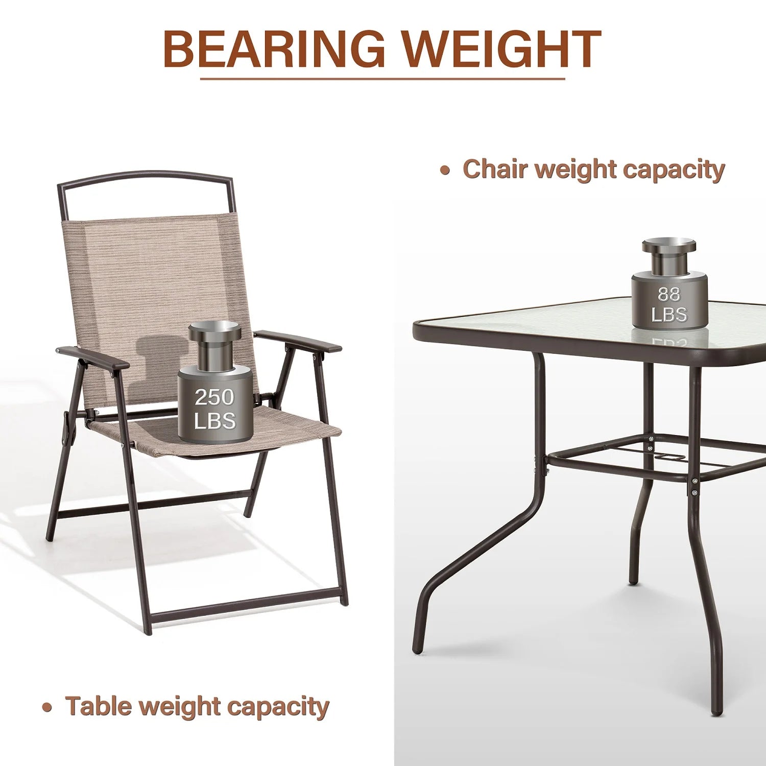 Pellebant 6 Pcs Metal & Glass Patio Dinning Set and Umbrella in Beige