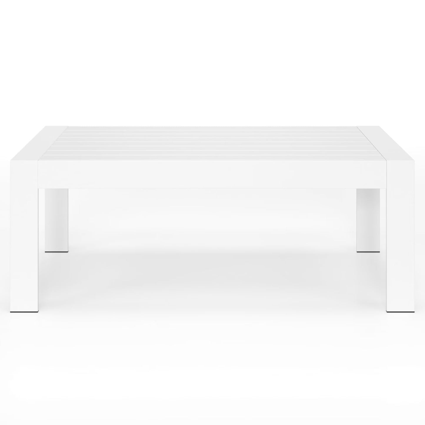 CozyHom Modern Outdoor Patio Aluminum Black Coffee Table, All Weather Metal Outdoor Rectangle Coffee Table Long Table, Black