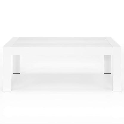 CozyHom Modern Outdoor Patio Aluminum Black Coffee Table, All Weather Metal Outdoor Rectangle Coffee Table Long Table, Black