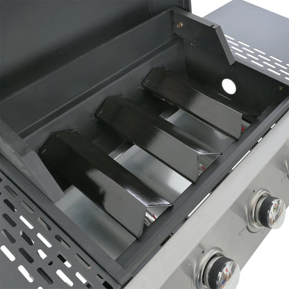 Highsound 3 Burner BBQ Propane Gas Grill, Stainless Steel 25650 BTU Patio Garden Barbecue Grill with Thermometer, Black