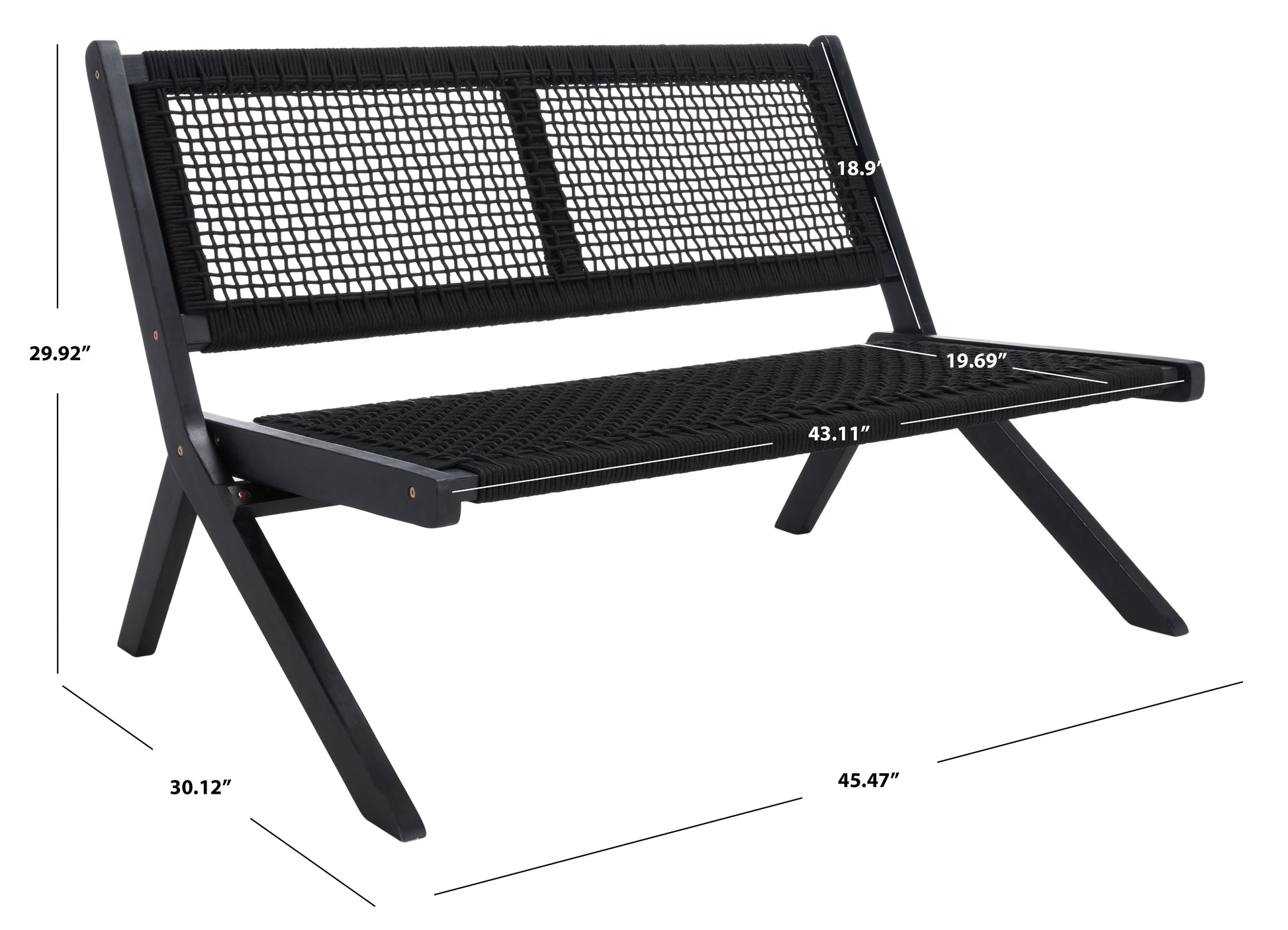 SAFAVIEH Kobina Outdoor Patio, Bench, Black