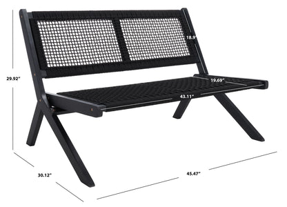 SAFAVIEH Kobina Outdoor Patio, Bench, Black