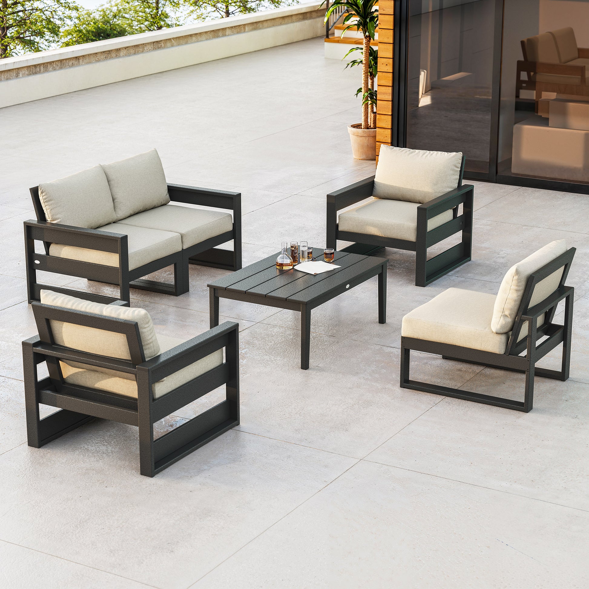 POLYWOOD Westport 4-piece Outdoor Patio Deep Seating Set with Sofa