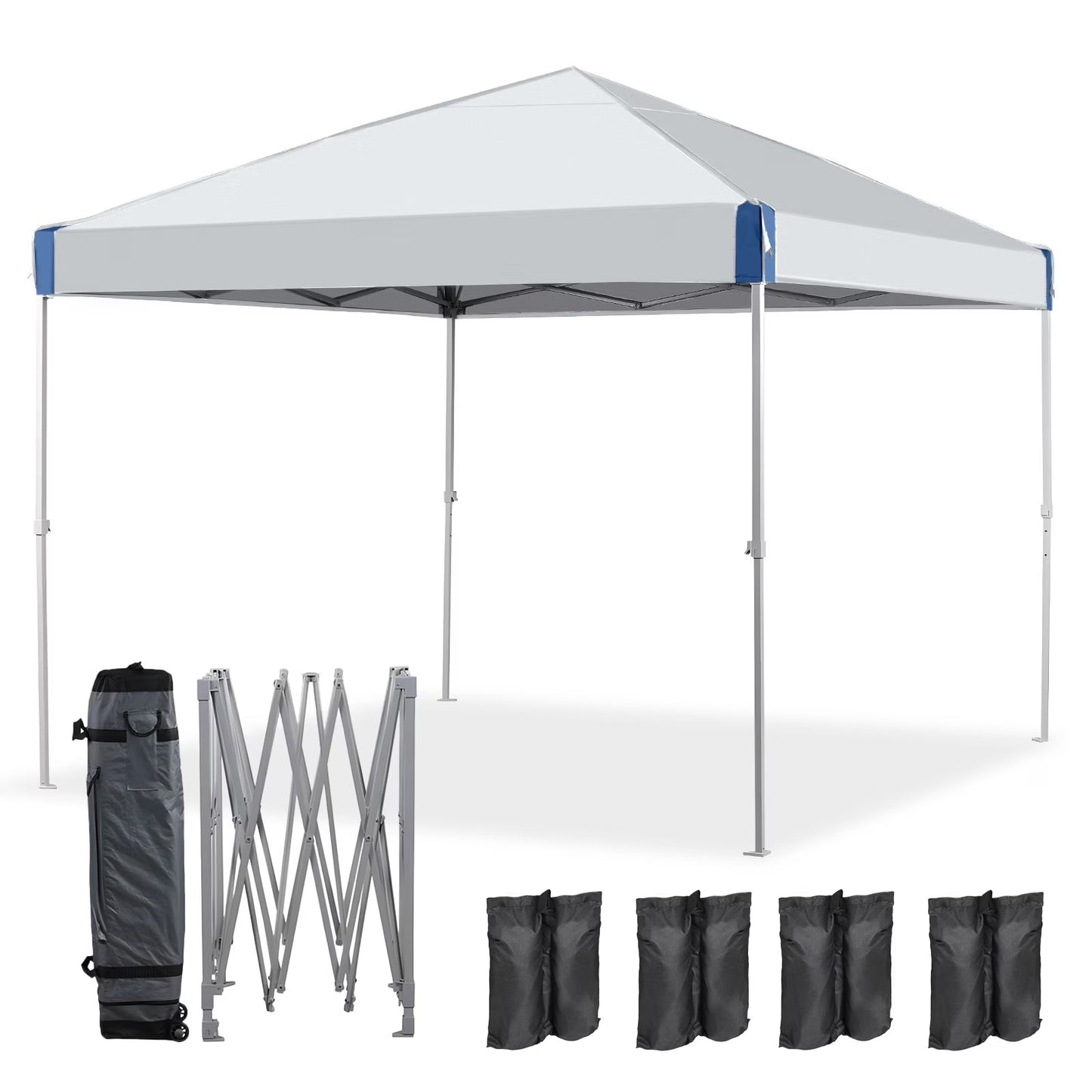 XiHuaZhaoChen Canopy Tent Easy Set-up Outdoor Patio Canopy Adjustable Straight Leg Heights Instant Shelter with Wheeled Bag,Gray,10' x 10'