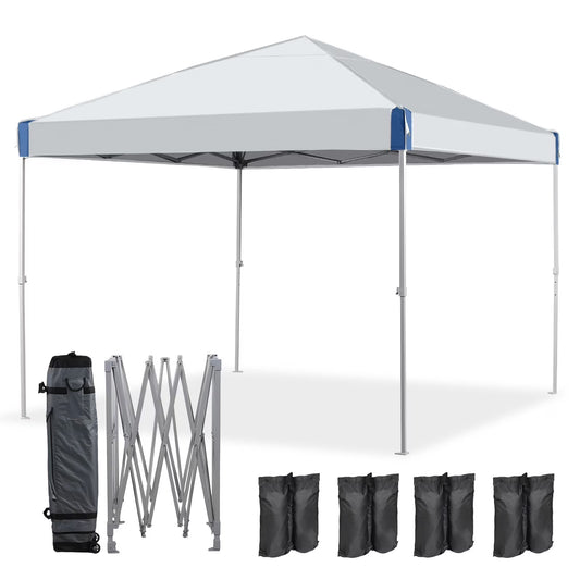XiHuaZhaoChen Canopy Tent Easy Set-up Outdoor Patio Canopy Adjustable Straight Leg Heights Instant Shelter with Wheeled Bag,Gray,10' x 10'