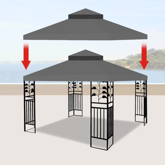 10x10 Ft Outdoor Patio Gazebo Replacement Canopy Double Tiered Gazebo Tent Roof Top Cover Only Frame Not Include Durable Replacement For Outdoor Shade Needs