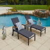 Milan 3-Piece Aluminum Outdoor Patio Furniture Chaise Lounge Chair Set in Charcoal w/Two Chaise Lounge Chairs and Side Table