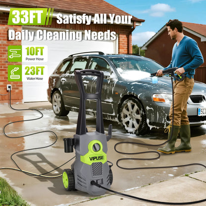 Vipuse Electric Pressure Washer, 4200 PSI Max.2.8GPM Power Washer with 23ft Hose/4 Nozzles/400ML Foam Cannon, Clean Tool for Cars/Fences/Patios/Floor