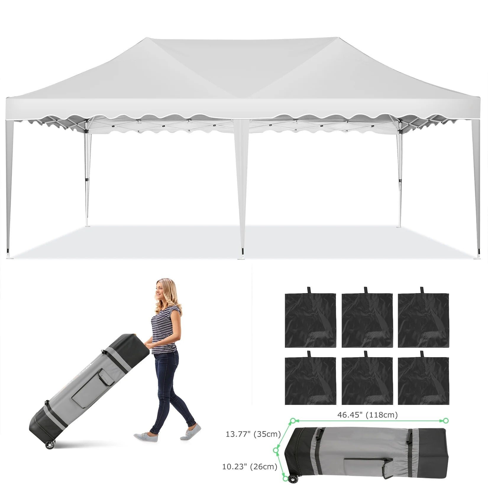 HOTEEL Canopy 10'x20' Pop Up Canopy Tent Heavy Duty Waterproof Adjustable Commercial Instant Canopy Outdoor Party Canopy Parties,Wedding,Outside Patio,Event,Backyard,White