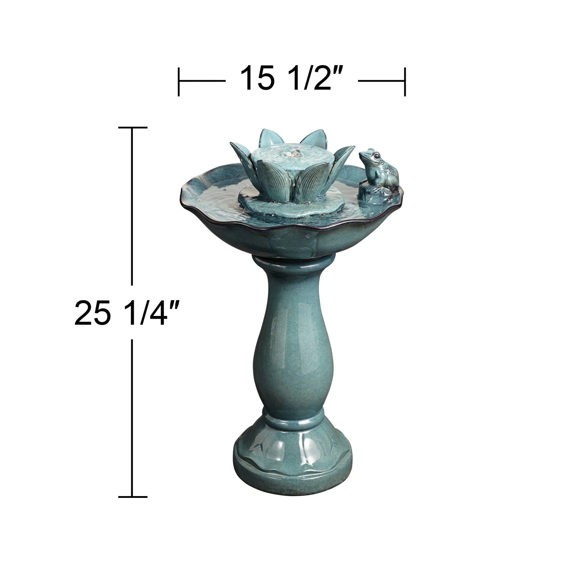 Pleasant Pond 25 1/4" High Large Asian Outdoor Decor Ceramic Floor Fountain Frog Pedestal Outside Garden Patio