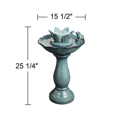 Pleasant Pond 25 1/4" High Large Asian Outdoor Decor Ceramic Floor Fountain Frog Pedestal Outside Garden Patio