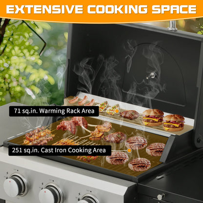 CIG GARDEN 3-Burner Propane Gas Grill,Outdoor Barbecue Grill with Side Tables and Wire Enamel Cooking Grids,31,500 BTU Output Stainless Steel Grill for Patio Garden Camping Backyard BBQ