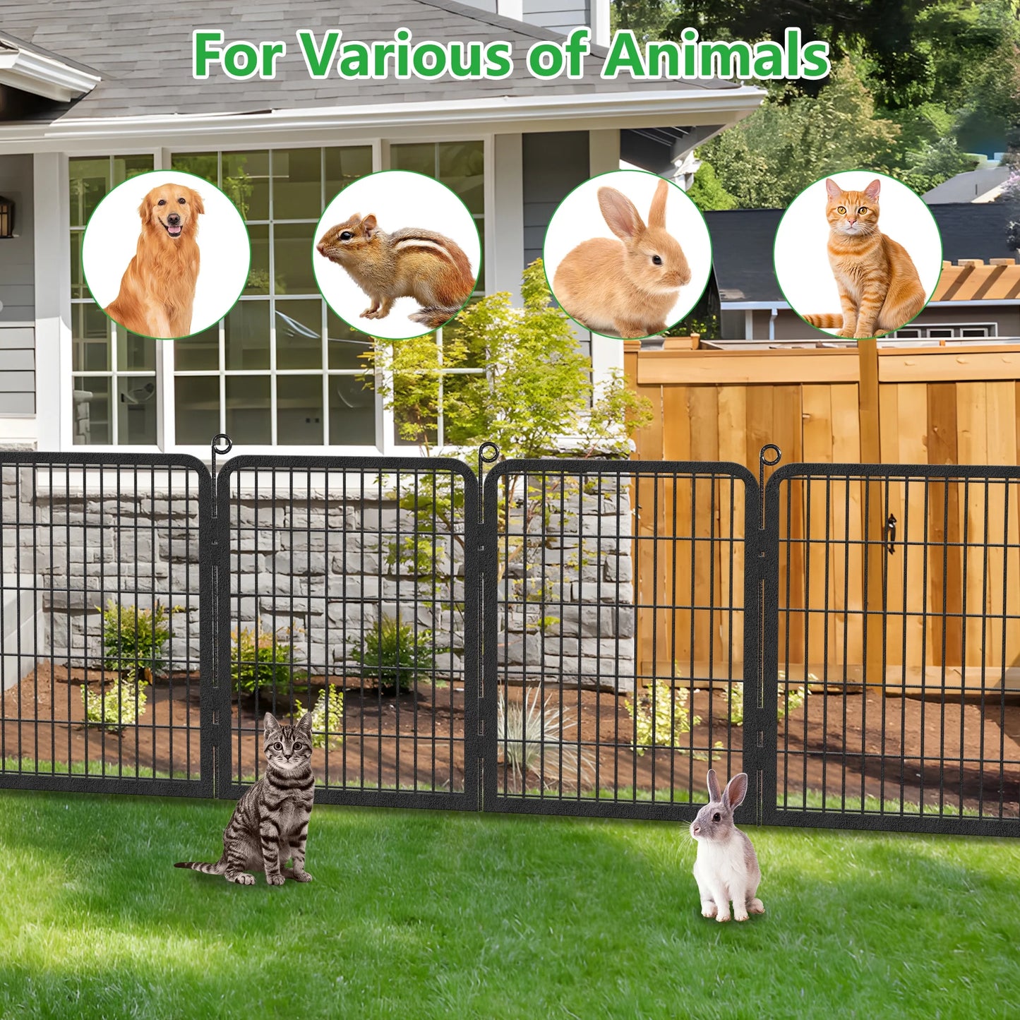 Garden Fence with Gate Fencing No Dig Fence Panels 30ft(L)32in(H) for Yard Animal Barrier Decorative Garden Fencing for Backyard Patio Garden Fences and Borders for Dogs