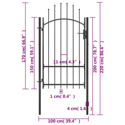 vidaXL Fence Gate Metal Fence Post Garden Gate for Outdoor Patio Lawn Steel