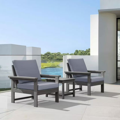 JUSTLET HDPE Patio Sofa Set, All Weather Outdoor Patio Furniture Set, 3-Seater Couch,2 Armchair,1 Side Table,1 Coffee Table, Navy Frame with Khaki Cushion