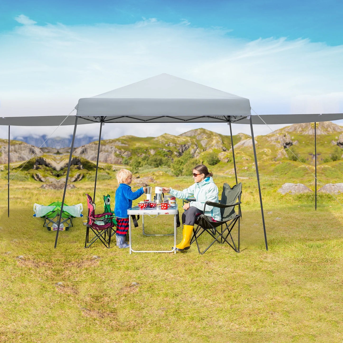 Gymax Patio 10 x 10FT Instant Pop-up Canopy Folding Tent w/Sidewalls & Awnings Outdoor