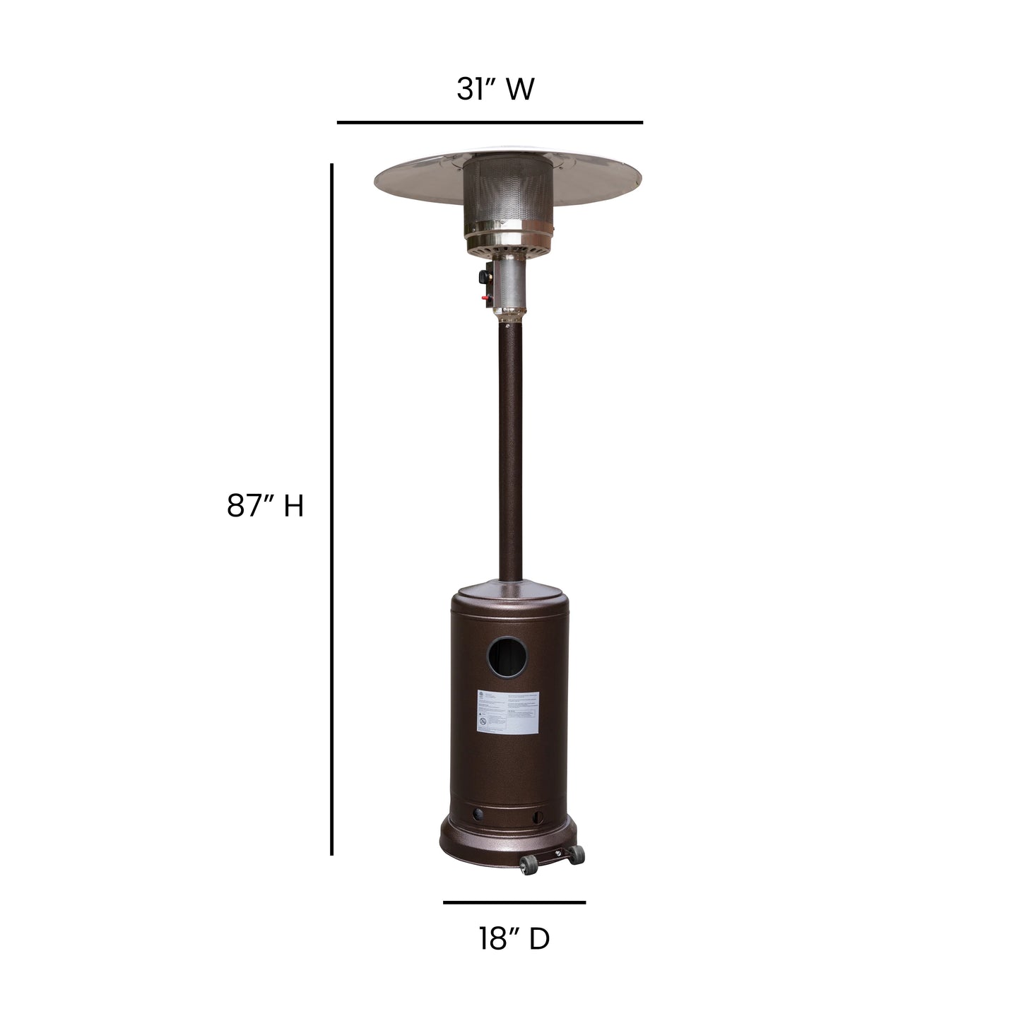 Emma + Oliver Outdoor Patio Heater - Bronze - 7.5 Feet Round Steel Patio Heater - 40,000 BTU's