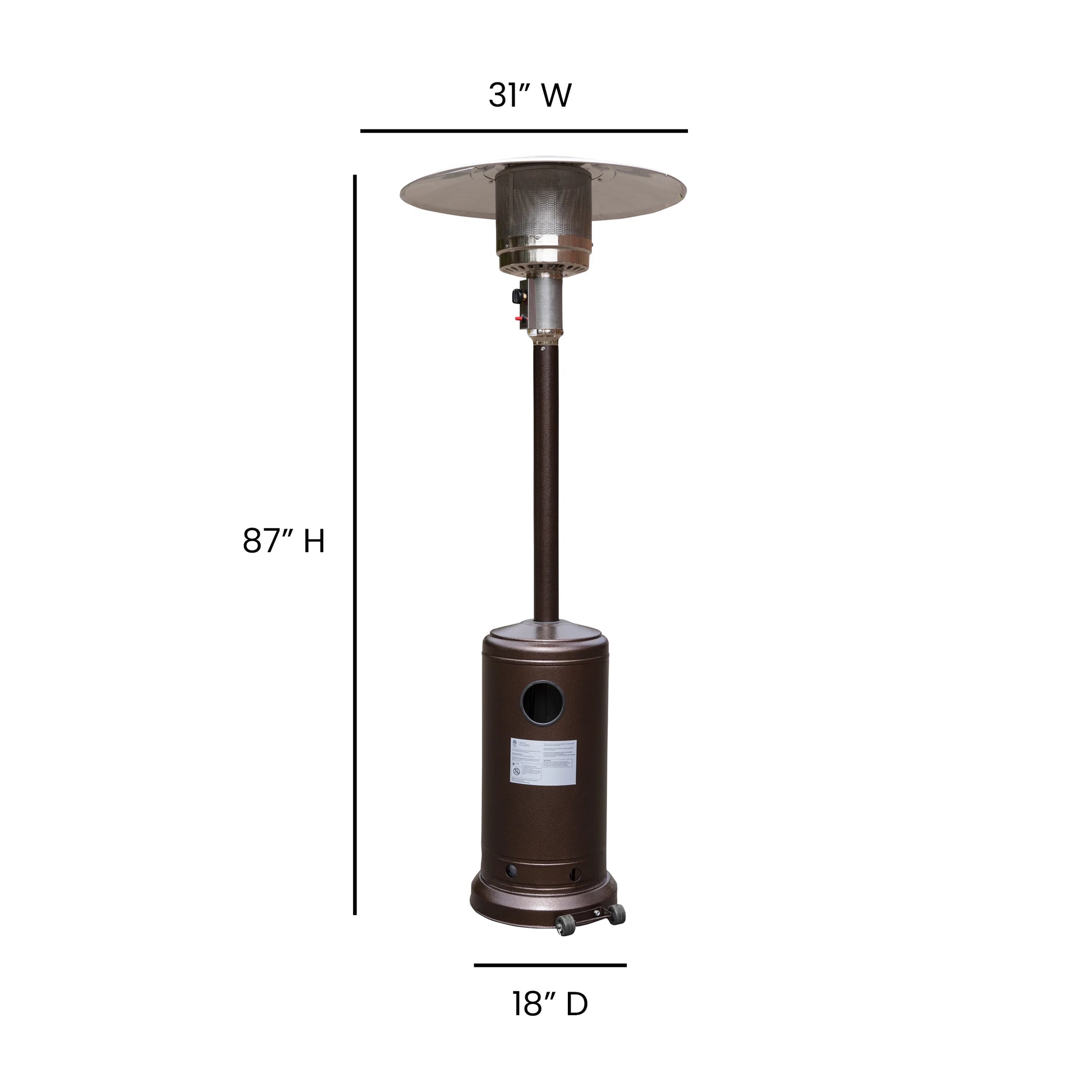 Emma + Oliver Outdoor Patio Heater - Bronze - 7.5 Feet Round Steel Patio Heater - 40,000 BTU's