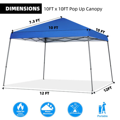 Birodeko Canopy Replacement Top Only, Waterproof Pop-Up Canopy Tent Top Cover with Ropes, Instant Canopy Top Sunshade Silver Coated for Outdoor Garden Patio Camping (Royal Blue, 10x10FT) C99