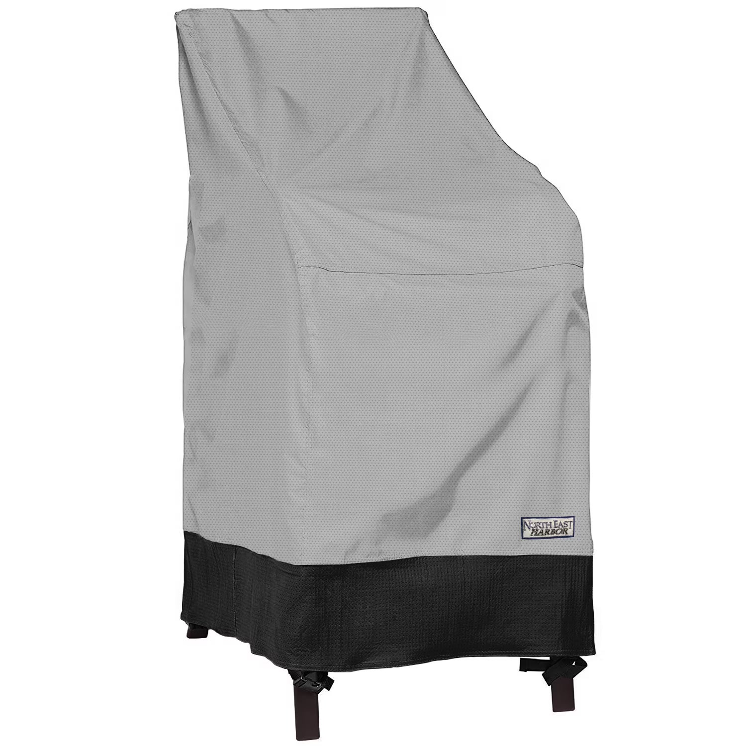 NEH Outdoor Stackable-Chair Patio Furniture Cover - 28"W x 30"D x 49"H - Breathable Material, Sunray Protected, and Weather Resistant Storage Cover - Gray with Black Hem