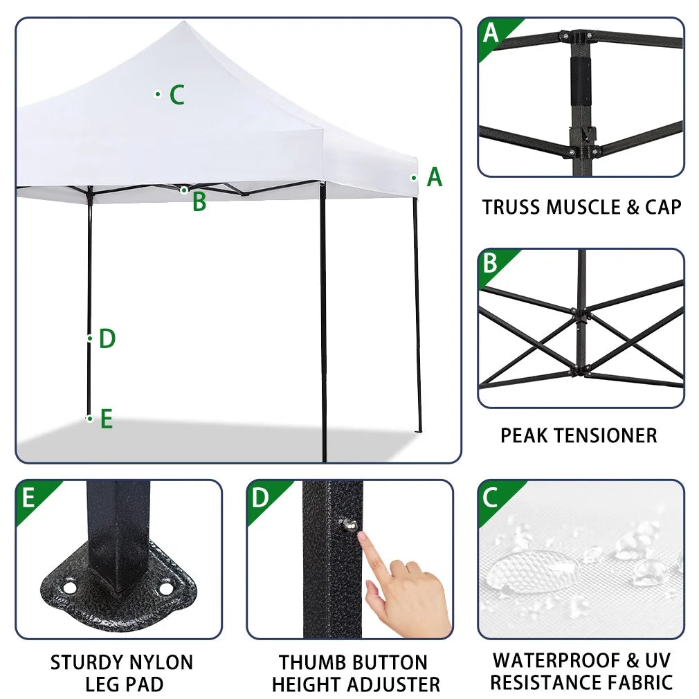 CL.HPAHKL 10' x 10' Outdoor Pop Up Canopy Tent with Wheeled Bag, Outdoor Shade Tent for Party One Push Patio Tent Canopy Instant Slant Leg Conopy for Backyard Outdoor Patio and Lawn