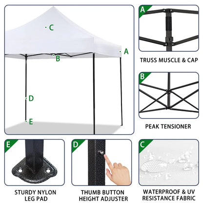 CL.HPAHKL 10' x 10' Outdoor Pop Up Canopy Tent with Wheeled Bag, Outdoor Shade Tent for Party One Push Patio Tent Canopy Instant Slant Leg Conopy for Backyard Outdoor Patio and Lawn