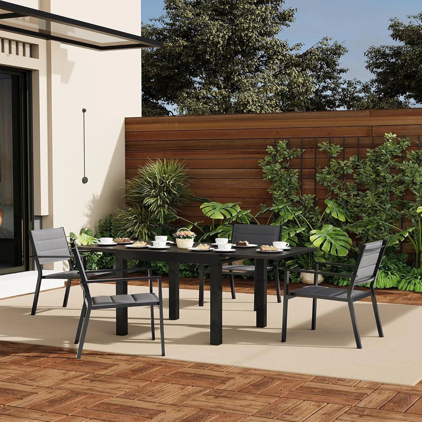 2 Piece Metal Patio Stackable Dining Chairs Set,Ventilated Material Stackable Outdoor Chairs Textilene Fabric Outdoor Aluminum Stacking Dining Chair Patio Dining Chairs