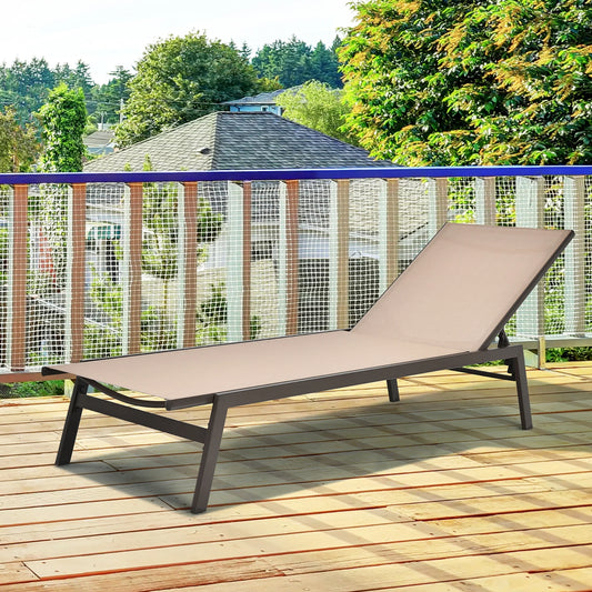 Costway Patio Lounge Chair Chaise Recliner Back Adjustable Garden Deck Brown
