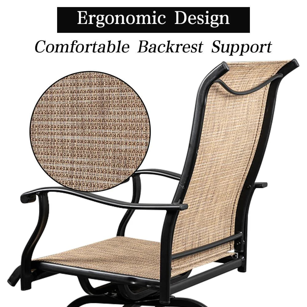 UBesGoo 51" Patio Swivel Bar Stools Set of 2, Outdoor Bar Height Patio Stools & Bar Chairs with High Back and Armrest,Black