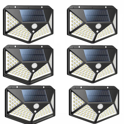 Solar Lights Outdoor - Motion Sensor Security Lights 100LED, Uibetux IP65 Waterproof Solar Powered Wireless Fence Lights with 270 Wide Angle, 3 Lighting Mode for Wall Garden Patio Garage (6 Pack)
