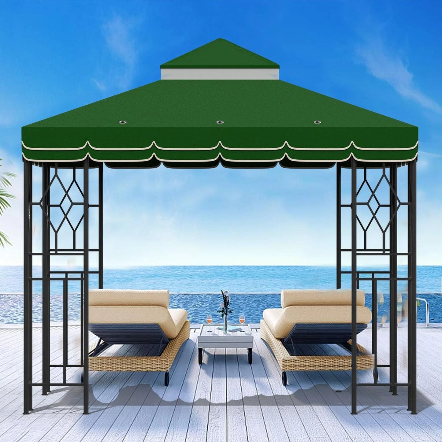 10x10 Canopy Replacement Top Double Tiered Gazebo Cover for Yard, Patio & Garden Durable Sunshade Replacement (Navy Blue)