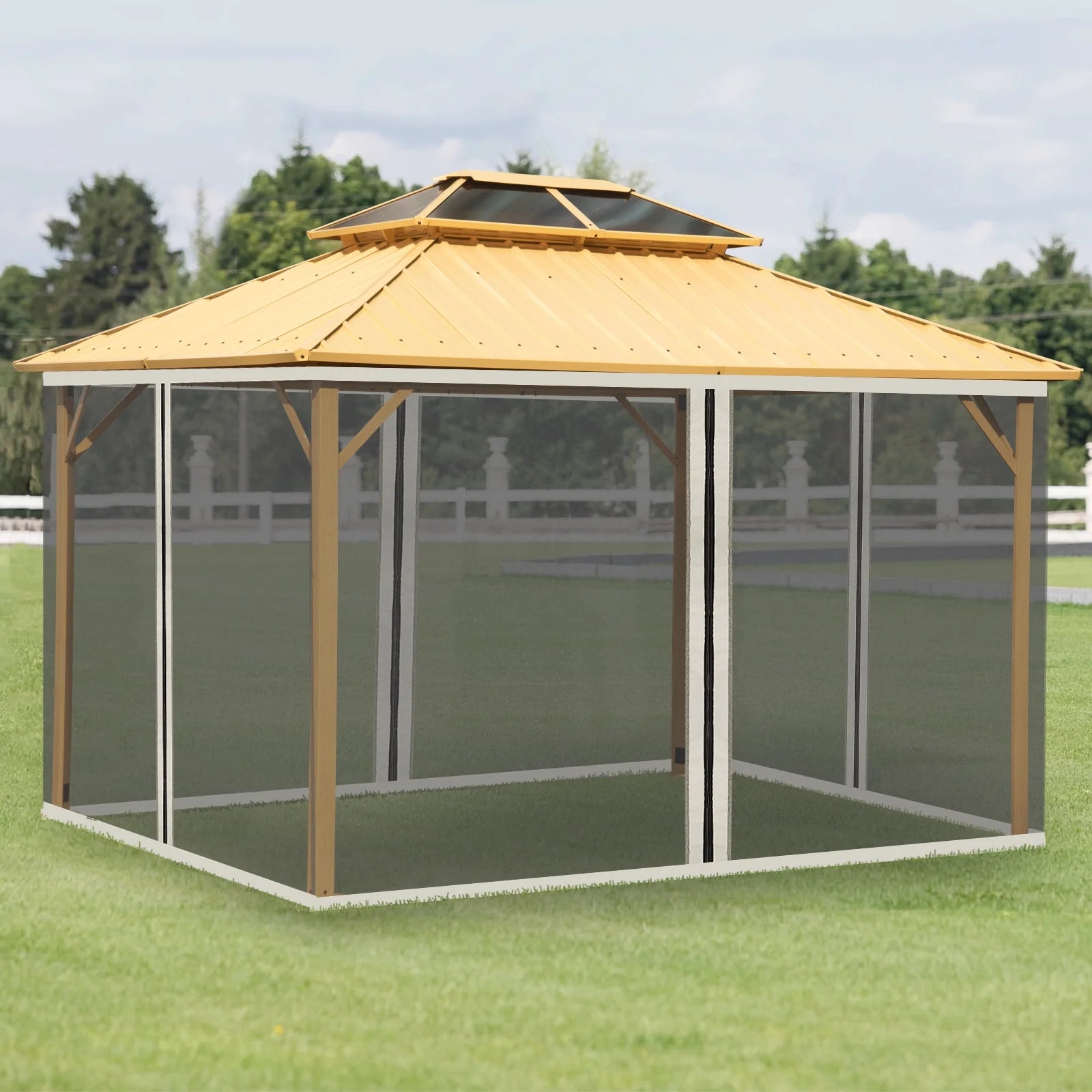 CoSoTower 10' X 13' Replacement Mesh Sidewall Netting for Patio Gazebos and Canopy Tents with Zippers (Sidewall Only), Cream