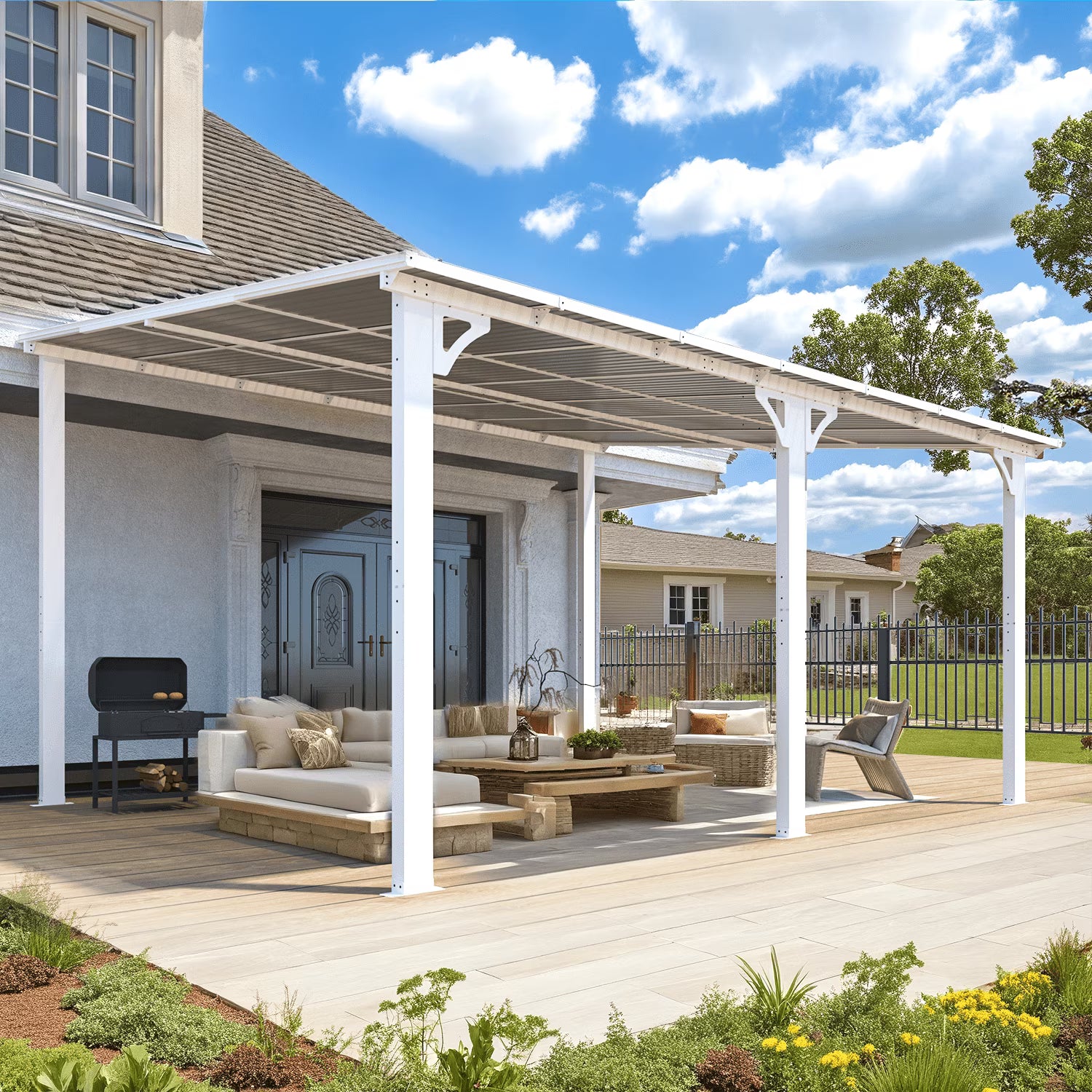 AECOJOY 10' x 14' Hardtop Gazebo Outdoor Aluminum Pergola for Garden, Patio, Backyard-Gray