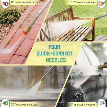 Pressure Washer Power Washer 4800PSIMAX with 4 Connect Nozzles and Foam Bottle, Car Cleaning Machine for Patio Driveway Home Outdoor