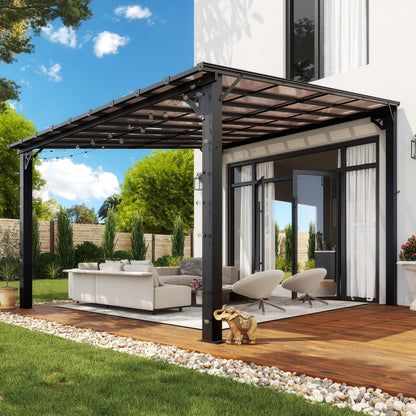 Aoxun 8' x 5' Gazebo for Patio, Gazebo Pergola with Sloped Roof, Grill Gazebo Large Wall-Mounted Heavy Duty Awnings, for Backyard, Deck, Patio