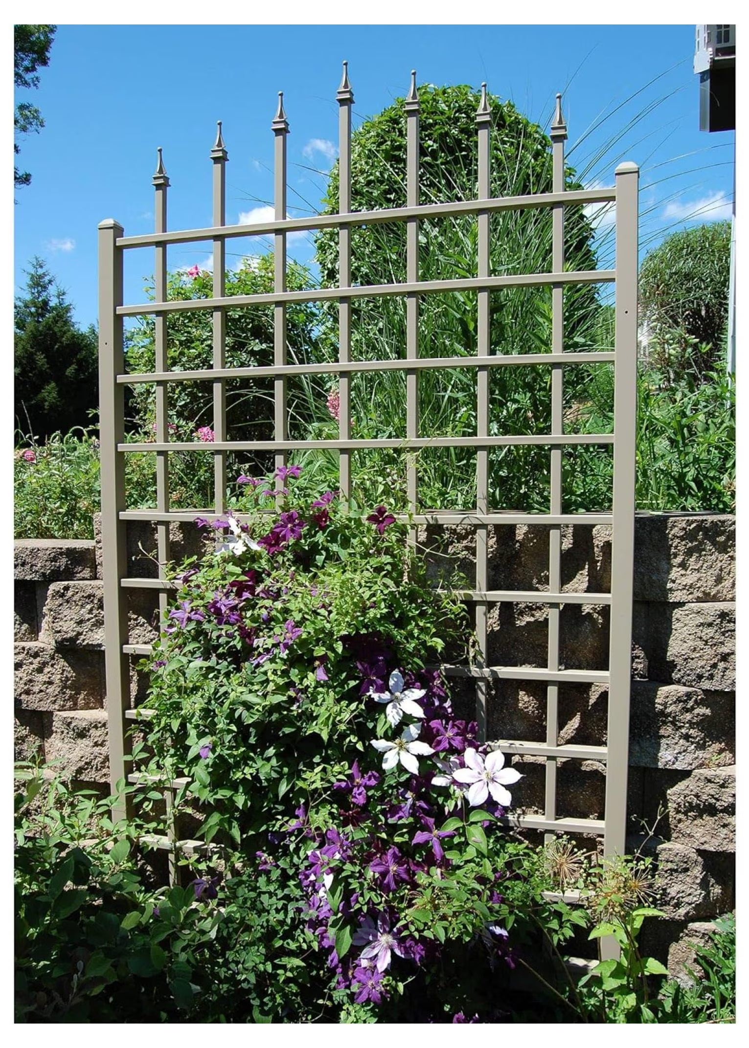 Dura-Trel Cambridge 57 by 95 Inch Heavy Duty Weather Stabilized PVC Vinyl Outdoor Garden Patio Trellis with Wall Mounting Screws and Spacers, Mocha
