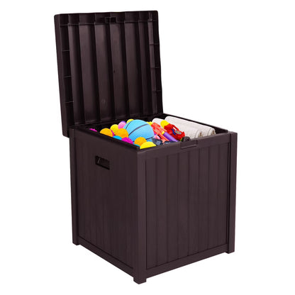 Patio Storage Box Waterproof, enyopro Outdoor PP Storage Patio Furniture Container, 51 Gallon Garden Storage Box with Seat for Backyard Pool Deck, 22" x 22" x 24.5", Brown, JA3239