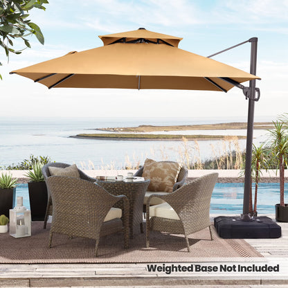 Pellebant 10 ft. x 10 ft. Square Double Top Patio Cantilever Umbrella, Navy Blue